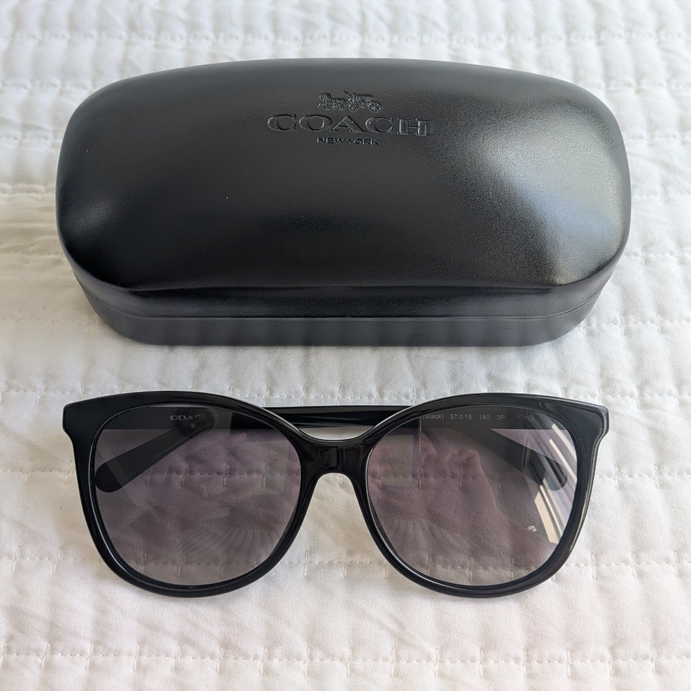 NWT Coach Square Frame‎ Polarized Sunglasses HC8271U L1101 w Original Case Black